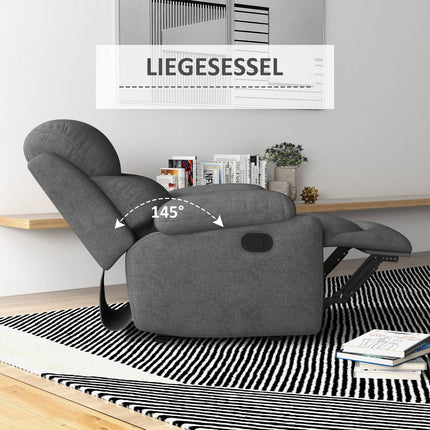 Armchair, upholstered relaxation chair with linen look, grey