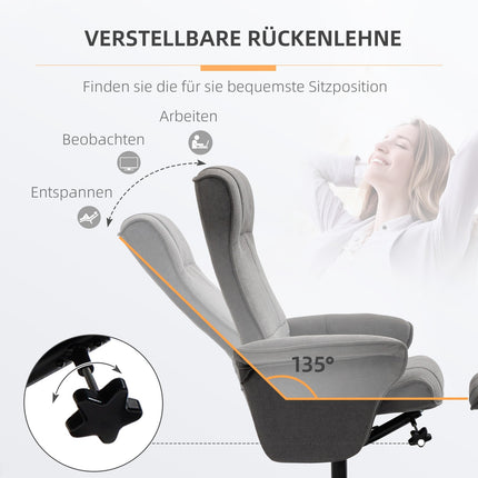 Lounger with footstool, 360° rotatable, dark gray foam