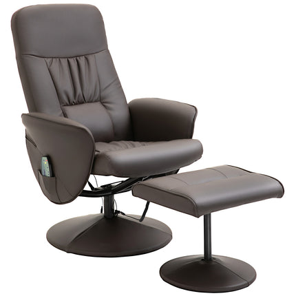 Lounger with footstool, artificial leather, massage function