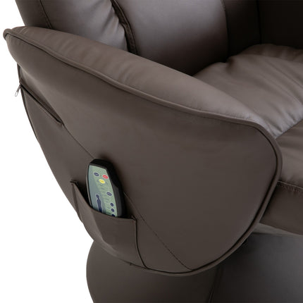 Lounger with footstool, artificial leather, massage function
