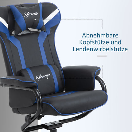 Gaming Recliner Chair with footstool, 130° tilt, dark blue