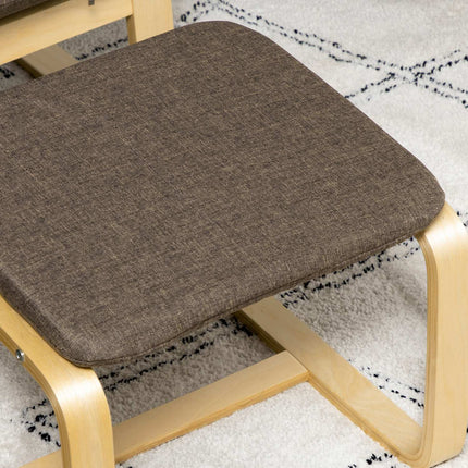 Brown relaxation chair & footstool, linen cover, 67x72x100 cm