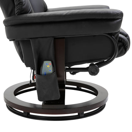 Massage armchair with footstool, black artificial leather