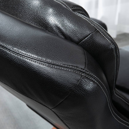 Reclining relaxation chair in artificial leather with ottoman, black