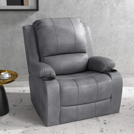 Rocking chair with cup holder, gray microfiber