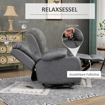 Rocking chair with cup holder, gray microfiber