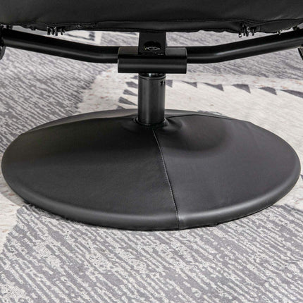 Black reclining swivel chair in artificial leather with stool