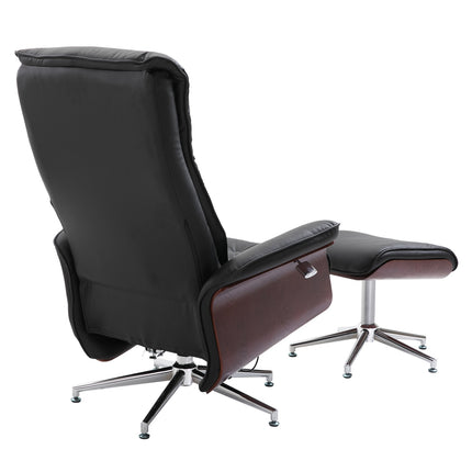 Chesterfield relaxation chair and stool, 360° rotatable, PU leather