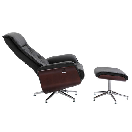 Chesterfield relaxation chair and stool, 360° rotatable, PU leather