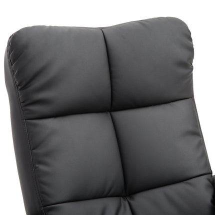 Lounger with ottoman, 360° rotatable, black PU leather