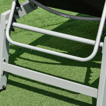 Adjustable sun lounger, black aluminium, 5-level backrest