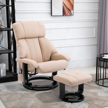 Beige Ergonomic recliner with massage & ottoman, 76x80x102 Cm