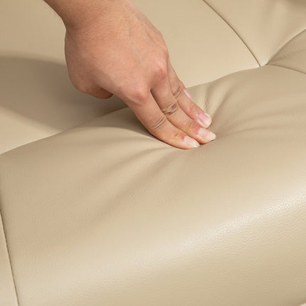 Cream white artificial leather armchair with footrest