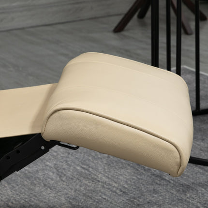 Cream white artificial leather armchair with footrest