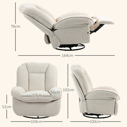 Lounger with swing, swivel, footrest and side pocket