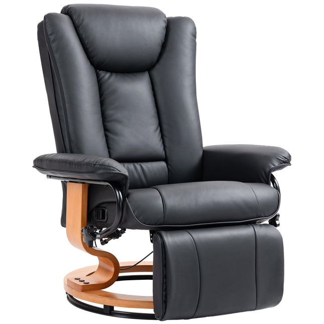 Swivel recliner, synthetic leather, black, 150 kg capacity