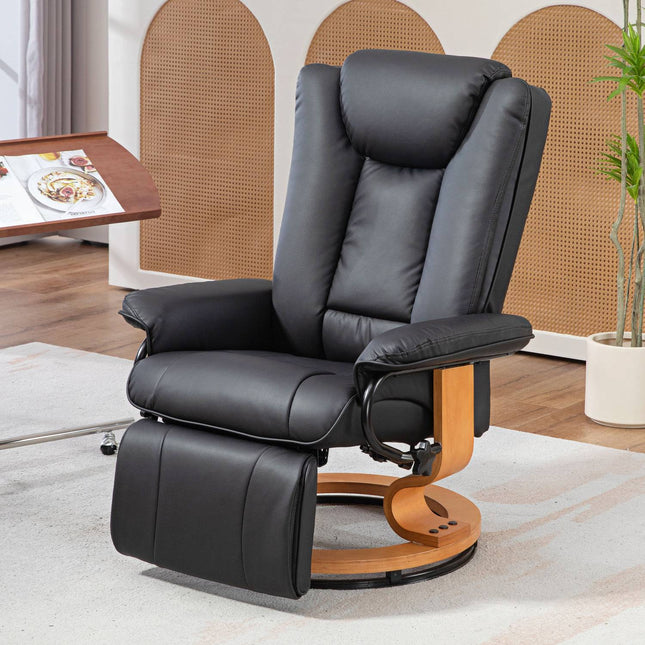 Swivel recliner, synthetic leather, black, 150 kg capacity