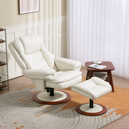 Reclining TV armchair and stool in artificial leather, capacity 150 kg