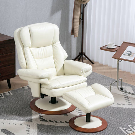 Reclining TV armchair and stool in artificial leather, capacity 150 kg