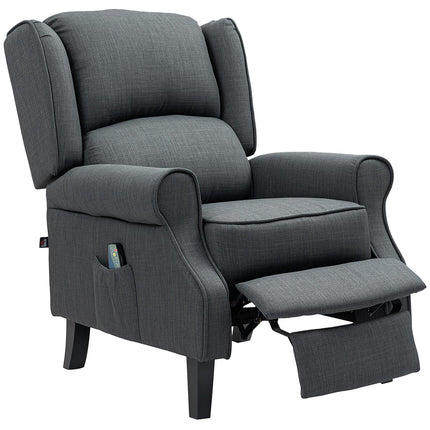 Reclining massage chair with heating, remote control, dark grey