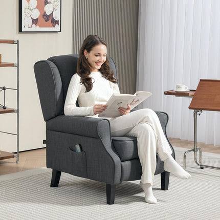 Reclining massage chair with heating, remote control, dark grey