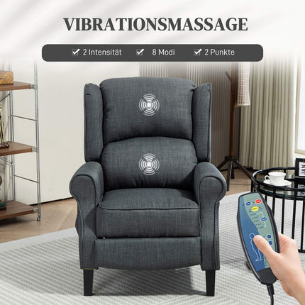 Reclining massage chair with heating, remote control, dark grey