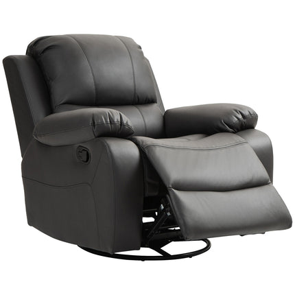 Reclining swivel TV chair with footrest, black