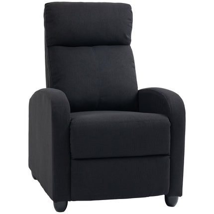 Lounger with footrest, linen upholstery, black