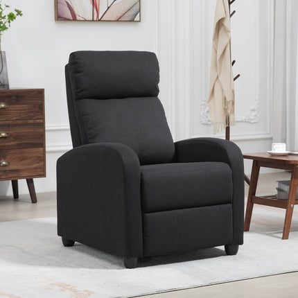 Lounger with footrest, linen upholstery, black