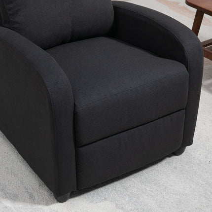 Lounger with footrest, linen upholstery, black