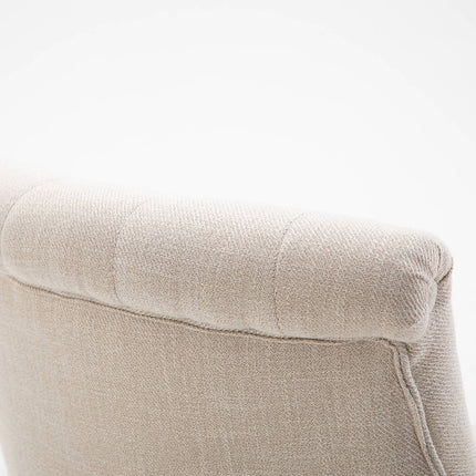 Creamy white linen look Lounge chair, wooden legs