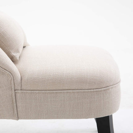 Creamy white linen look Lounge chair, wooden legs