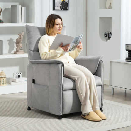 Electric recliner, quiet, memory function, gray velvet