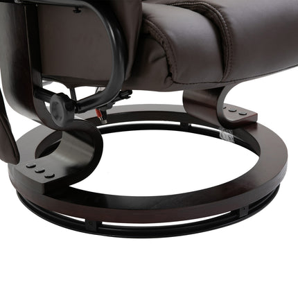 Massage armchair with footstool, artificial leather, brown