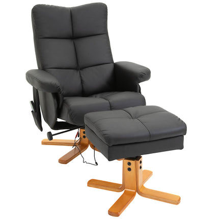 Massage chair Armchair with footstool, 145° tilt, black