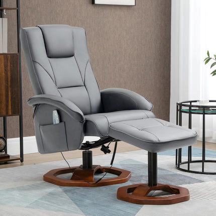 Lounger with footstool, artificial leather, 360° rotatable