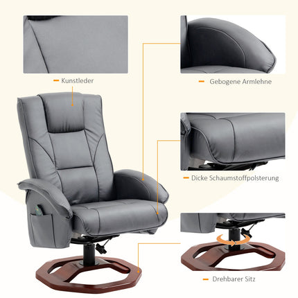 Lounger with footstool, artificial leather, 360° rotatable