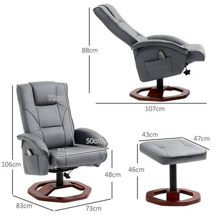 Lounger with footstool, artificial leather, 360° rotatable