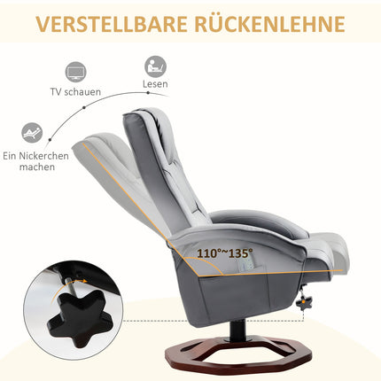 Lounger with footstool, artificial leather, 360° rotatable