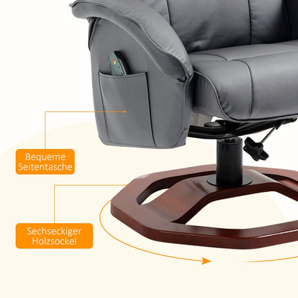 Lounger with footstool, artificial leather, 360° rotatable