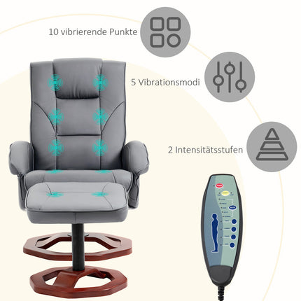 Lounger with footstool, artificial leather, 360° rotatable