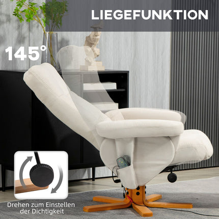 Cream white recliner with ottoman, swivel and storage