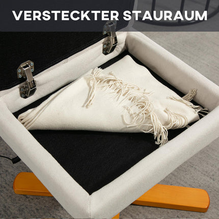 Cream white recliner with ottoman, swivel and storage
