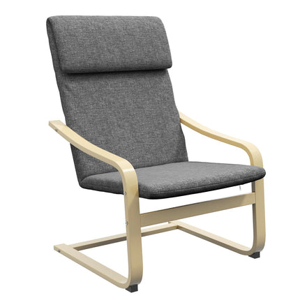 Lounge chair, dark gray birch wood, living room comfort