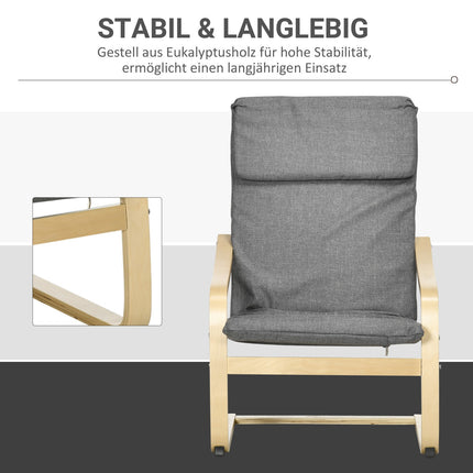 Lounge chair, dark gray birch wood, living room comfort