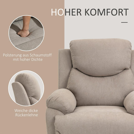 Beige lounge chair with 150° tilt, linen look