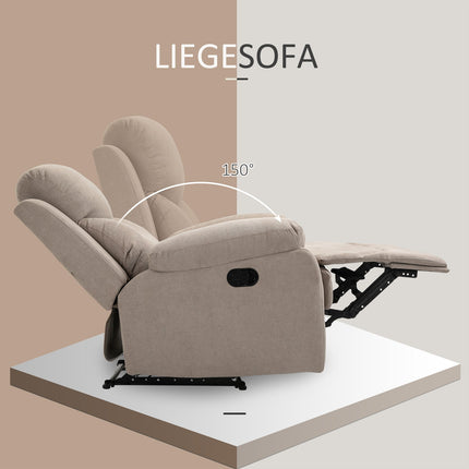 Beige lounge chair with 150° tilt, linen look