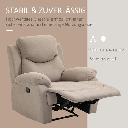Beige lounge chair with 150° tilt, linen look