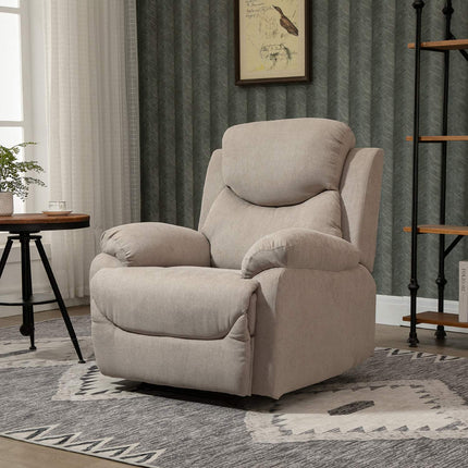 Beige lounge chair with 150° tilt, linen look