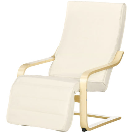 Relaxation Swing Recliner Chair, Adjustable Footrest, Cream